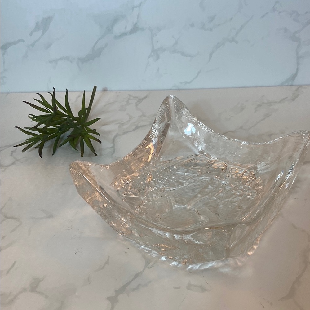 Vintage 70's Heavy Tapio Wirkkala Art Glass Dish Ashtray Finland MCM Home Decor
